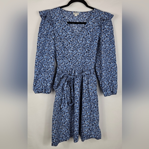 J. Crew Lightweight Cotton Puff-Sleeve Mini Dress in Antique Navy Blue XS - Picture 4 of 14